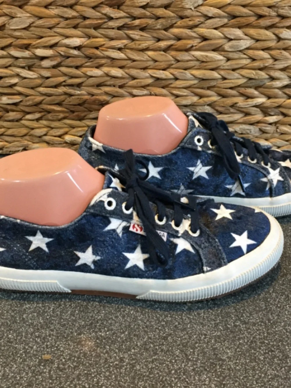 Superga Navy Blue Star Print Sneakers